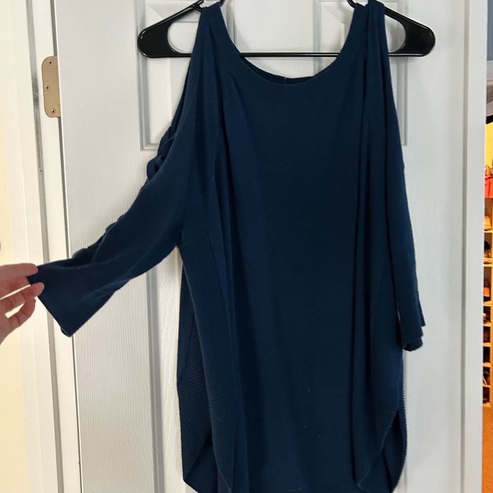 Express Navy Cold Shoulder Blouse